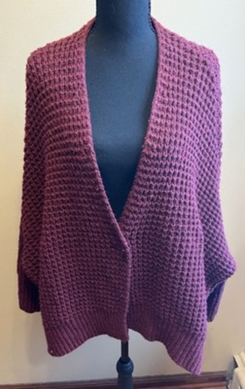 Free People Women’s Waffling Around Waffle Knit Chunky Cardigan SM Red Good
